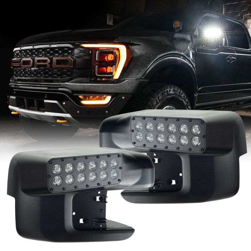 2021-2025 F-150 LED Off-Road Side Mirror Ditch Lights White LED - View 4 | Dirty Garage