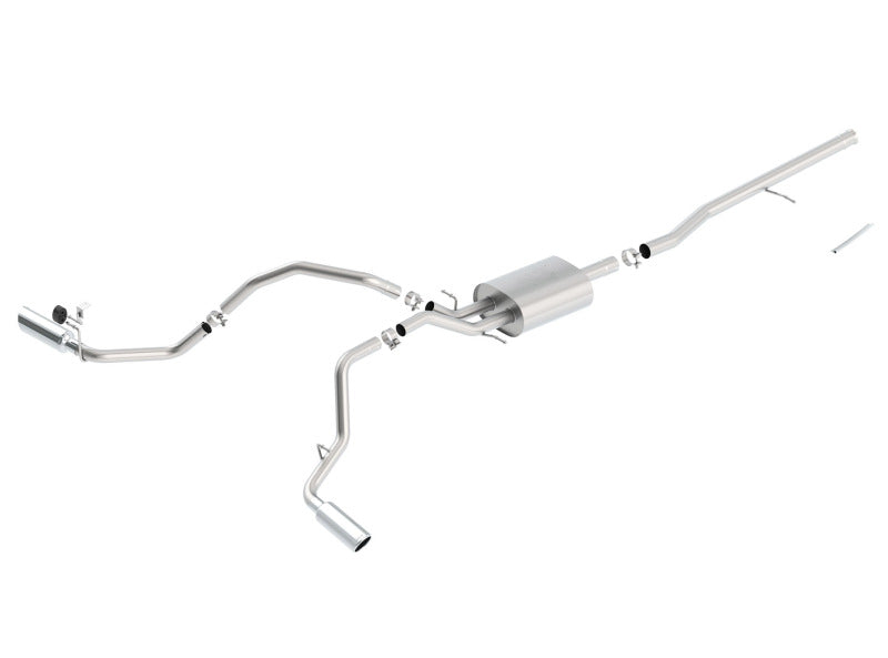 Borla 14 Silv/Sierra C/B Exhaust ATAK 1500 5.3L V8 AT/MT 2&4WD Ext Cab Split Side Exit - View 4 | Dirty Garage