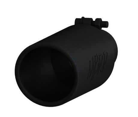 Universal 4" OD Angled Rolled End Tip 2.5" Inlet 12" Length Black - View 3 | Dirty Garage