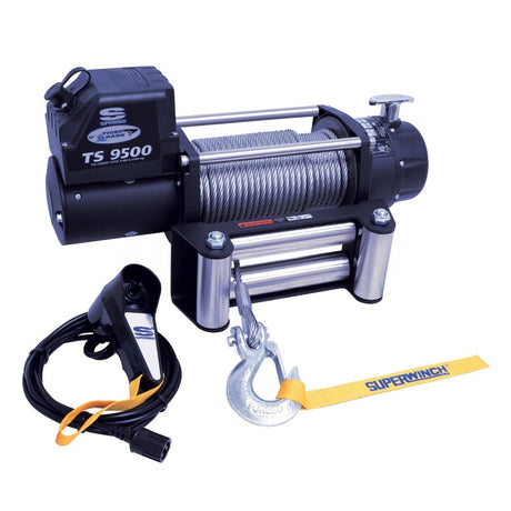 Universal 9500 LB 12V DC Tiger Shark Winch w/ Synthetic Black Rope - View 2 | Dirty Garage