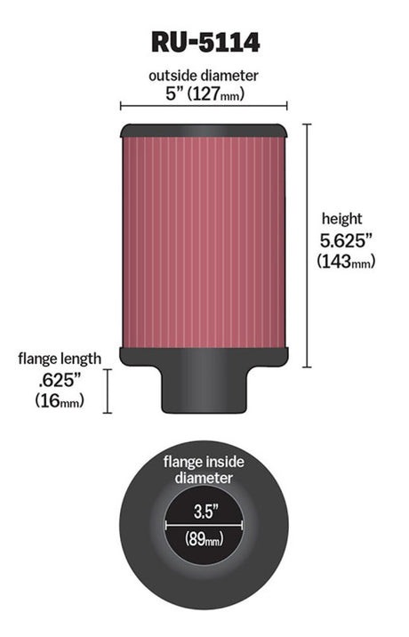 Universal Filter Universal Rubber Filter 3.5in Flange ID x 5in OD x 5.625in H - View 16 | Dirty Garage