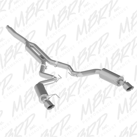 2015-2019 EcoBoost Mustang 2.3L Alum 3" Cat Back Dual Split Rear Exit Race Version - View 3 | Dirty Garage