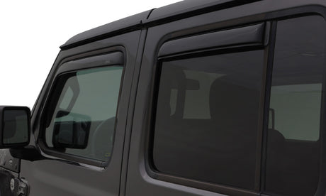 2007-2018 Wrangler Unlimited Front Rear Window Deflectors Smoke 4-Piece - View 2 | Dirty Garage