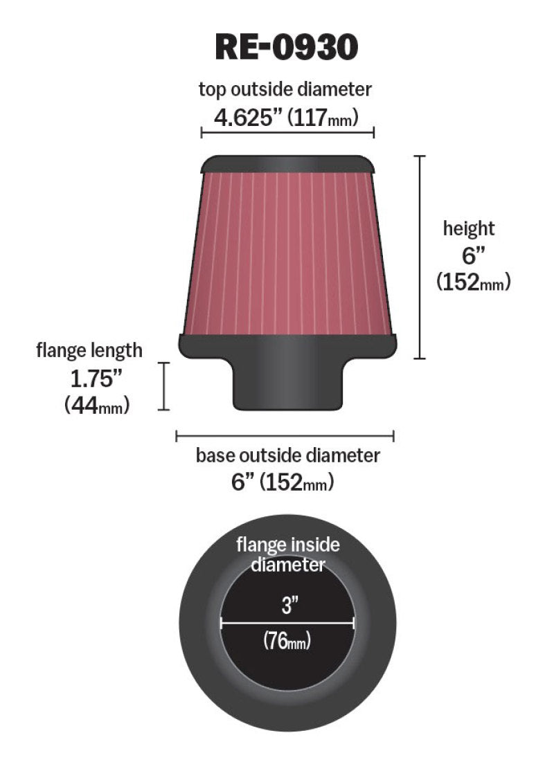 Universal Rubber Filter - Round Tapered 6in Base OD x 3in Flange ID x 6in H - View 6 | Dirty Garage