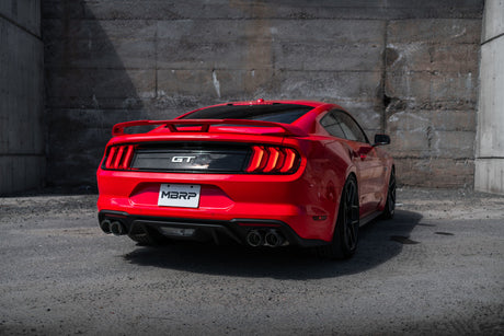 2018-2020 Mustang GT 5.0 Quad Tip Active Exhaust Cat Back Split Rear T304 Carb Fib Tips - View 6 | Dirty Garage