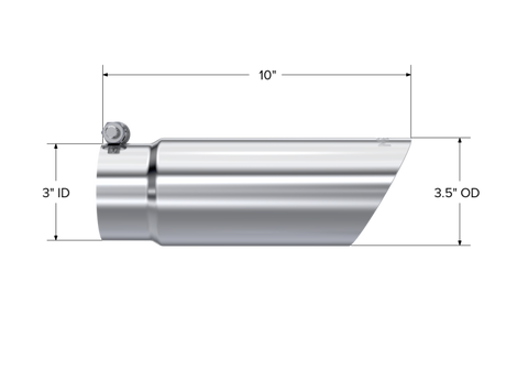 Universal 3" OD Dual Wall Angled End Tip 12" Length - View 5 | Dirty Garage