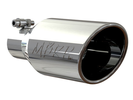 Universal 4.5" OD Angle Rolled End Tip 2.5" Inlet 11" Length T304 - View 3 | Dirty Garage