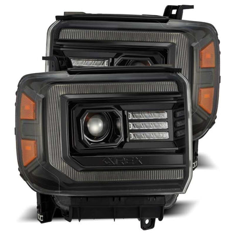 2014-2018 GM HD Luxx-Series LED Projector Alpha-Black Headlights Active Light Sequential Signal DRL | Dirty Garage