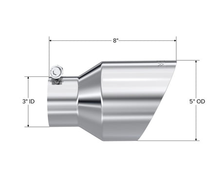 Universal T304 Stainless Steel Tip 3" ID 5" OD 8" Length Angle Cut Dual Wall - View 4 | Dirty Garage