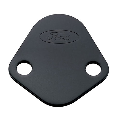 Universal Fuel Pump Block Off Plate - Black Crinkle Finish w/Ford Oval - View 2 | Dirty Garage