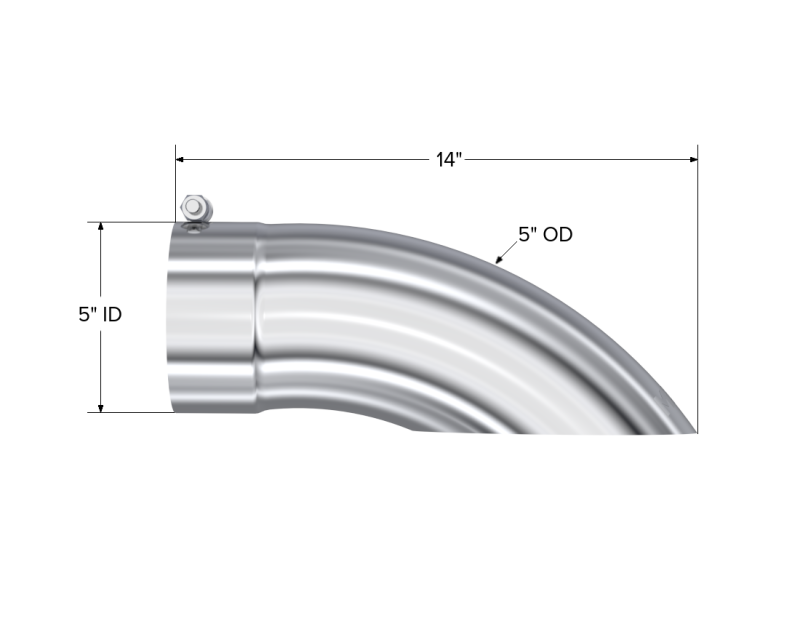 Universal Tip 5 OD Turn Down 5 Inlet 14 Length - View 5 | Dirty Garage