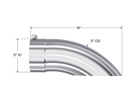 Universal Tip 5 OD Turn Down 5 Inlet 14 Length - View 5 | Dirty Garage
