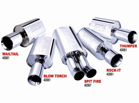 Borla Boomer Muffler Thumper Oval 2-1/4in In 4in Side Round Out - View 4 | Dirty Garage