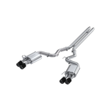 2018-2020 Mustang GT 5.0 Quad Tip Active Exhaust Cat Back Split Rear T304 Carb Fib Tips | Dirty Garage