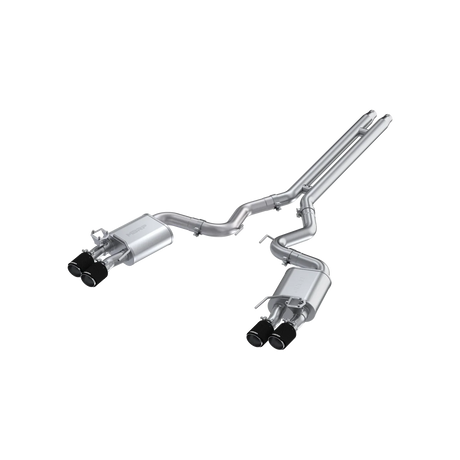 2018-2020 Mustang GT 5.0 Quad Tip Active Exhaust Cat Back Split Rear T304 Carb Fib Tips | Dirty Garage